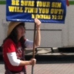 Hateful street protester