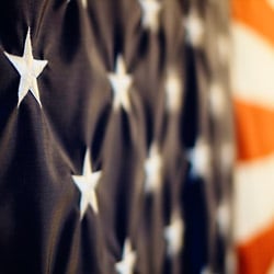 American flag side view