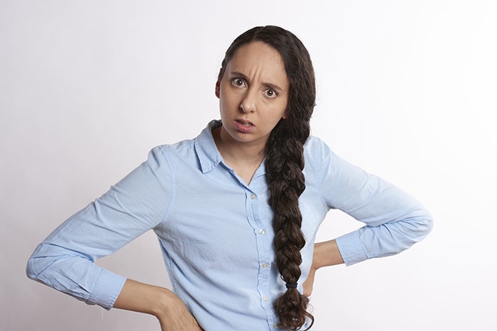 White lady who is upset